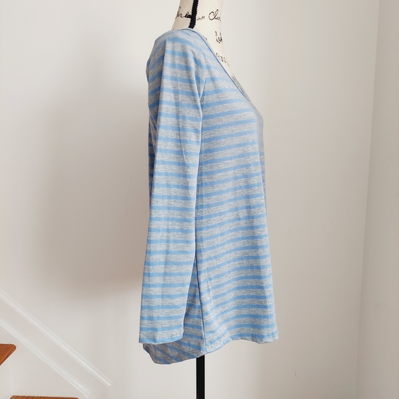 NWT LulaRoe Lynnae Gray Blue Striped Tunic Top Long Sleeve S - Picture 3 of 7